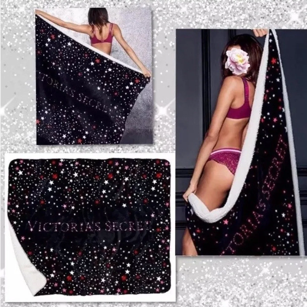 Victoria's Secret Black and White Starry Blanket